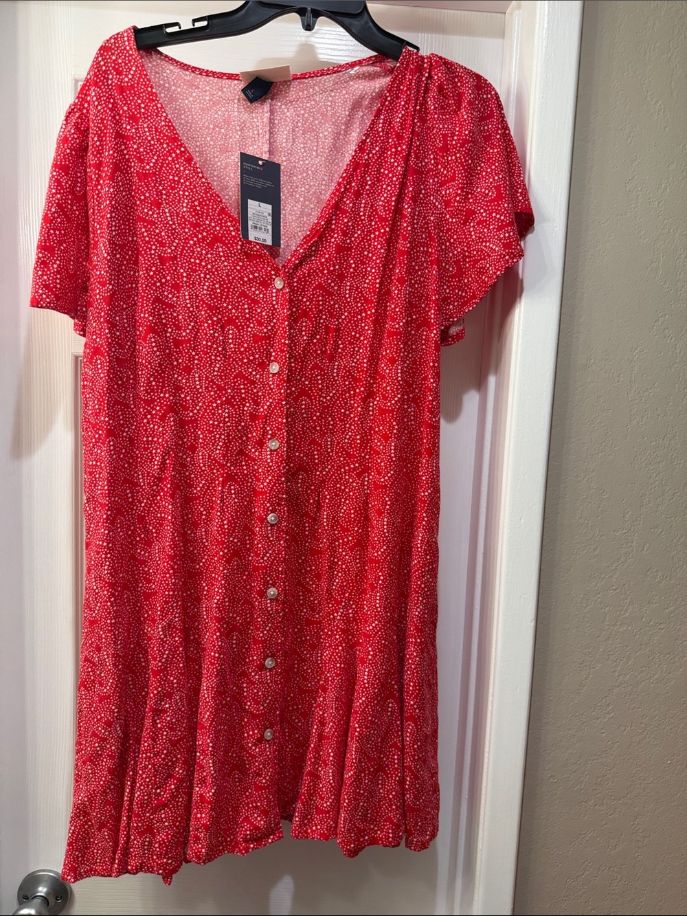 Universal Thread Red Printed Button-Front Dress